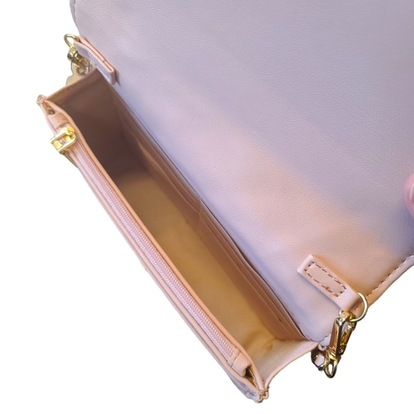 Badgley Mischka Diamond Quilted Blush Crossbody Bag Women's NWT - Picture 9 of 10